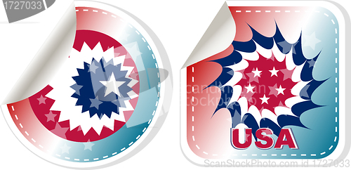 Image of made in USA stickers set isolated over a white background