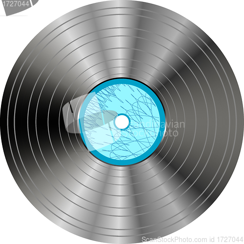 Image of vinyl record with blue label isolated
