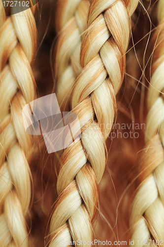 Image of texture of thin brown pigtails