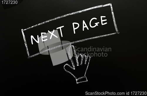 Image of "Next Page" button with a cursor hand