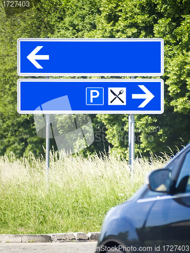 Image of blue road sign