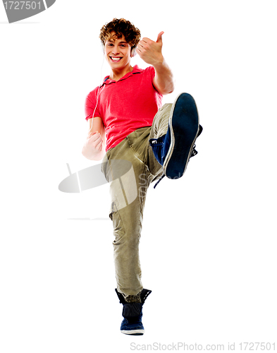 Image of Smart guy playing imaginary guitar