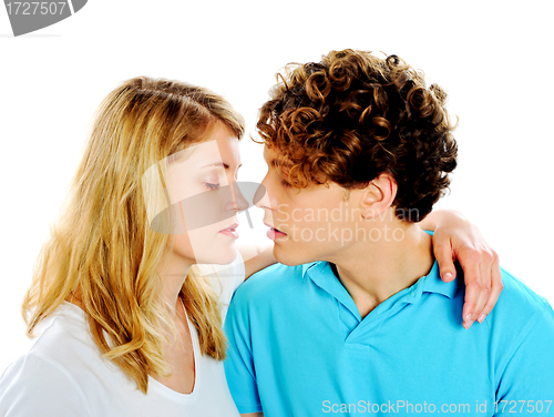 Image of Beautiful young couple about to kiss