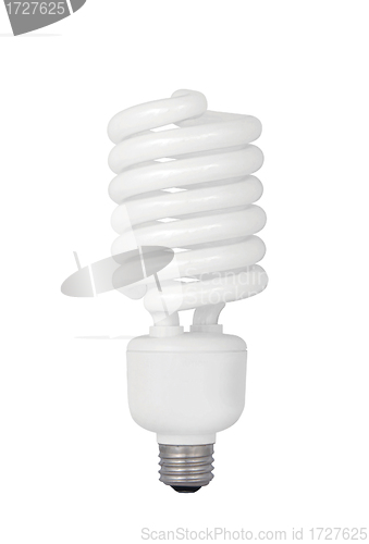 Image of Energy saving fluorescent light bulb on white