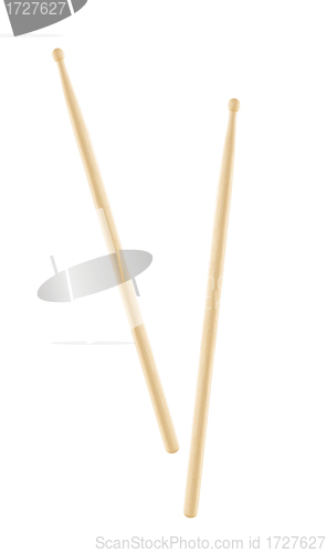Image of Two wooden drumsticks isolated