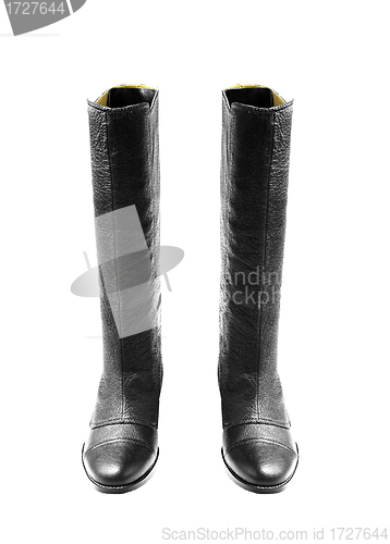 Image of leather rubber boots isolated on white background