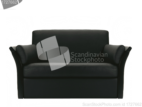 Image of Black leather armchair isolated