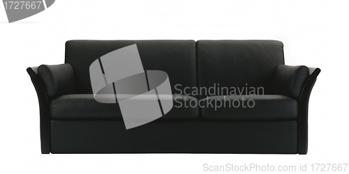 Image of black leather sofa isolated on white background