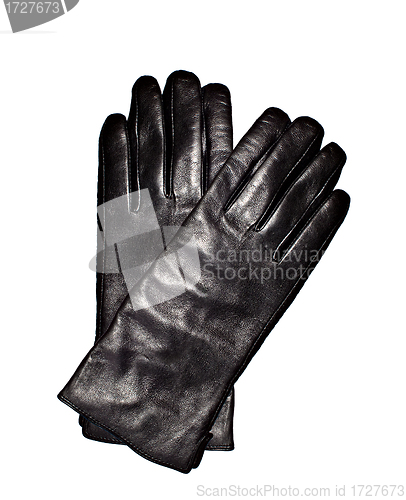 Image of Black leather gloves isolated on the white