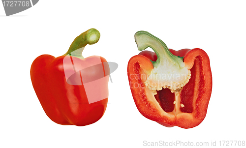 Image of two halves of red sweet pepper
