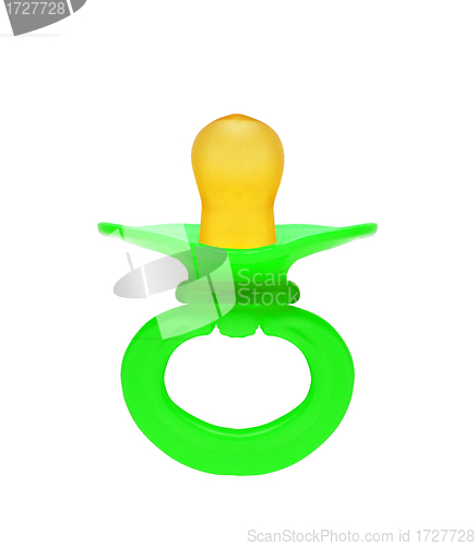 Image of Green baby's dummy isolated