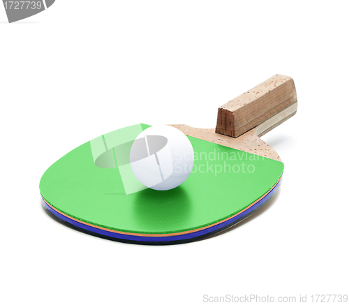 Image of Table tennis racket and ball isolated