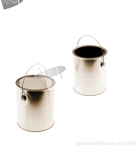 Image of two cans with paint isolated on white