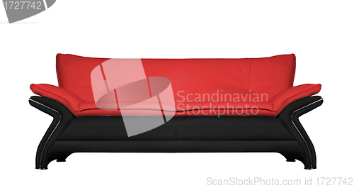 Image of modern black and red leather sofa isolated on white background