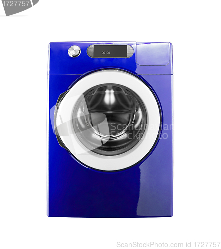 Image of blue washing machine isolated