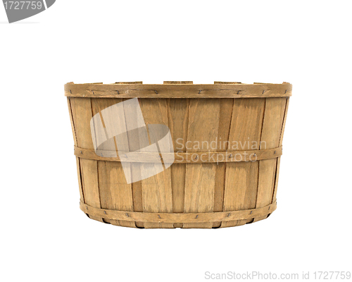 Image of empty wooden basket isolated on white background