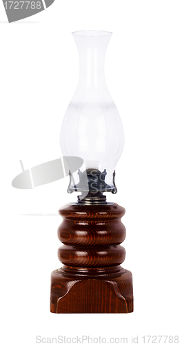 Image of Old dusty oil lamp isolated on white