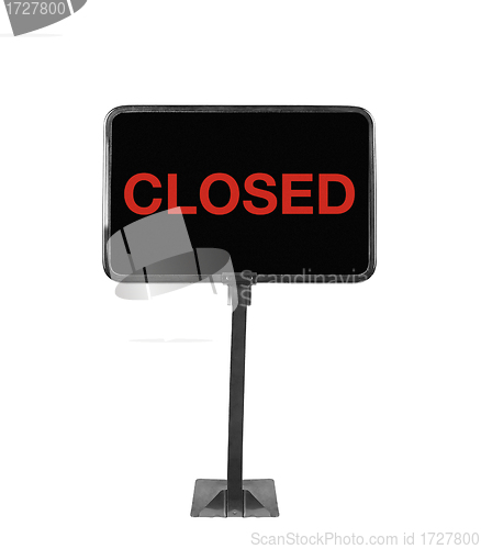 Image of shop sign closed on white background