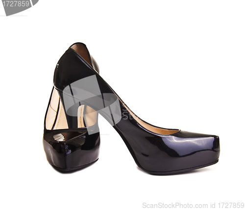 Image of black female shoes isolated
