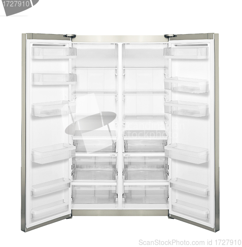 Image of refrigerator with open door isolated