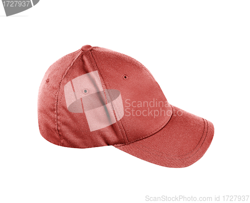 Image of red basebll cap shot on white background