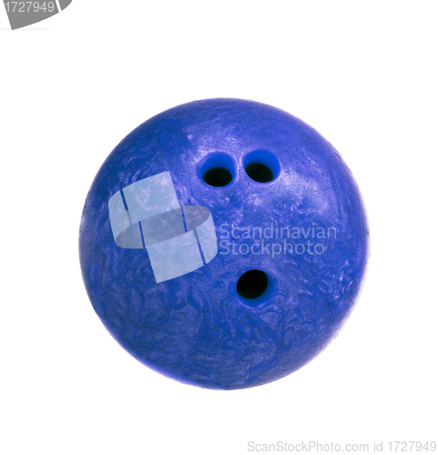 Image of blue marbled bowling ball isolated