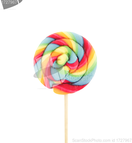 Image of Colorful spiral lollipop isolated on white