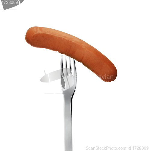 Image of close up of sausage and fork