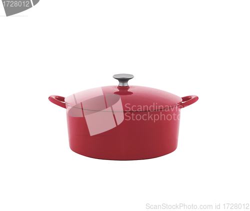 Image of Red saucepan isolated on white background