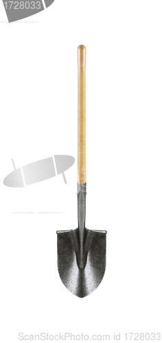 Image of Shovel with wooden handle isolated