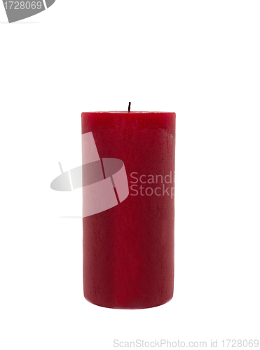 Image of red candle isolated in front of white background
