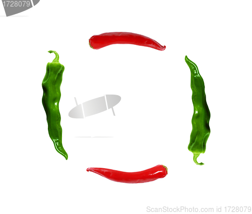 Image of green with red peppers