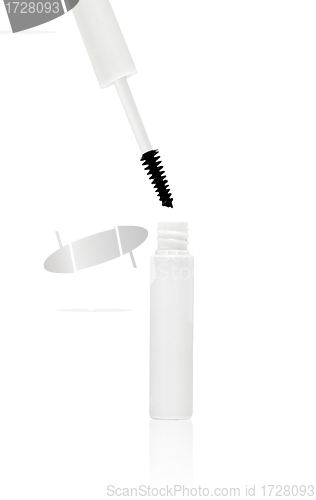 Image of white mascara for eyes isolated