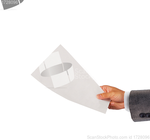 Image of Businessman holding a blank white paper
