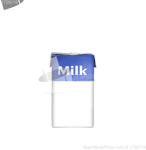 Image of milk packet isolated over white background