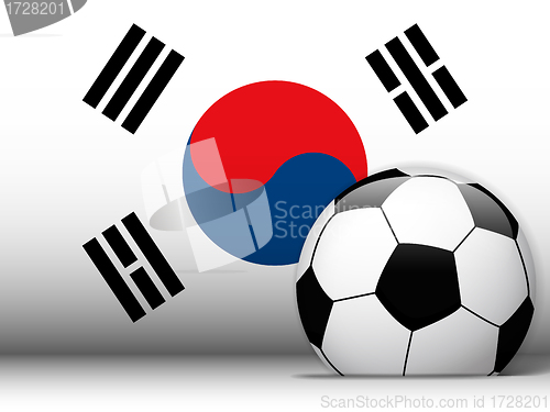 Image of South Korea Soccer Ball with Flag Background