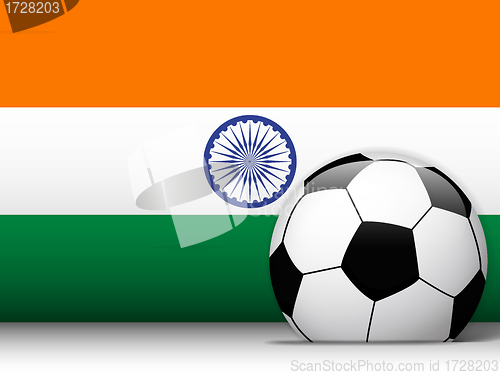 Image of India Soccer Ball with Flag Background