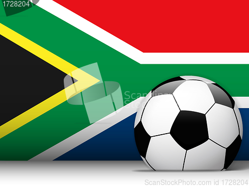 Image of South Africa Soccer Ball with Flag Background