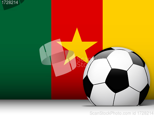 Image of Cameroon Soccer Ball with Flag Background