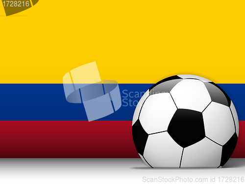 Image of Colombia Soccer Ball with Flag Background