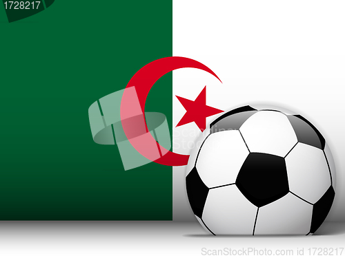 Image of Algeria Soccer Ball with Flag Background