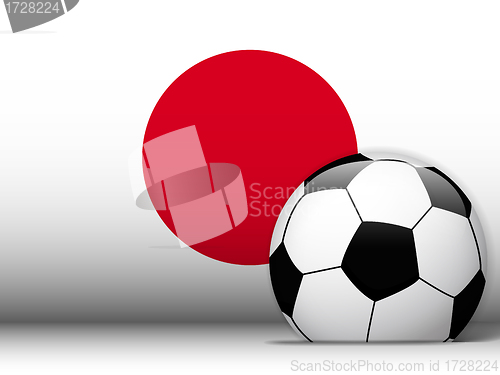 Image of Japan Soccer Ball with Flag Background
