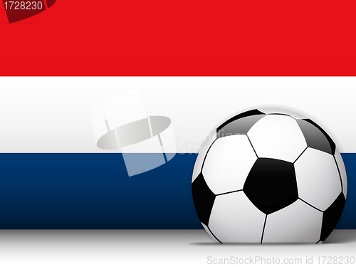 Image of Netherlands Soccer Ball with Flag Background
