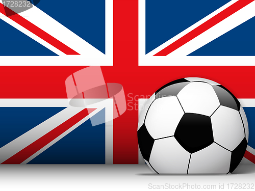 Image of United Kingdom Soccer Ball with Flag Background