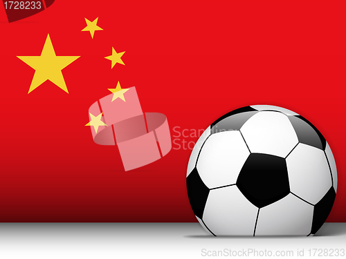 Image of China Soccer Ball with Flag Background