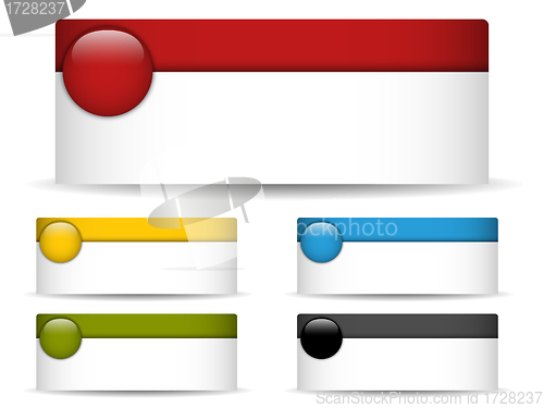 Image of Colorful Banners with Blank Space and Glossy Buttons