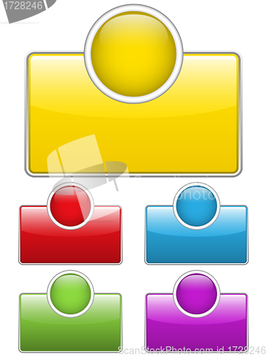 Image of Glossy web buttons with colored boxes.