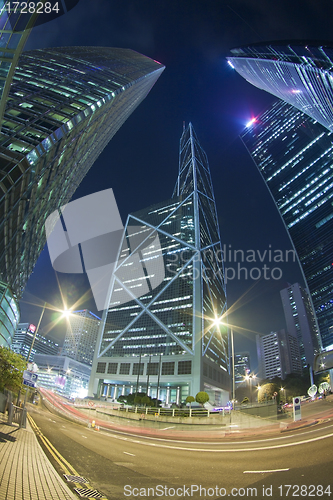 Image of Modern cityscape with busy night traffic