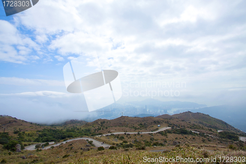 Image of Mountain landscape and dowtown in Hong Kong