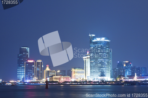 Image of Xiaman business district downtown at night